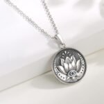 Evil Eye Necklace Sterling Silver Lotus Necklaces Evil Eye Pendant Spiritual Pro... - Image 4