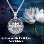 Evil Eye Necklace Sterling Silver Lotus Necklaces Evil Eye Pendant Spiritual Pro... - Image 6