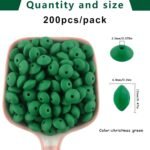 Sunrony 200Pcs Silicone Lentil Beads for Keychain Making, Bulk 12mm Silicone Aba... - Image 3
