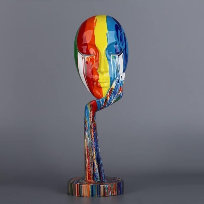 suruim Simple Creative Colorful Female Face Art Statue Thinker Sculpture Abstrac... - Image 8