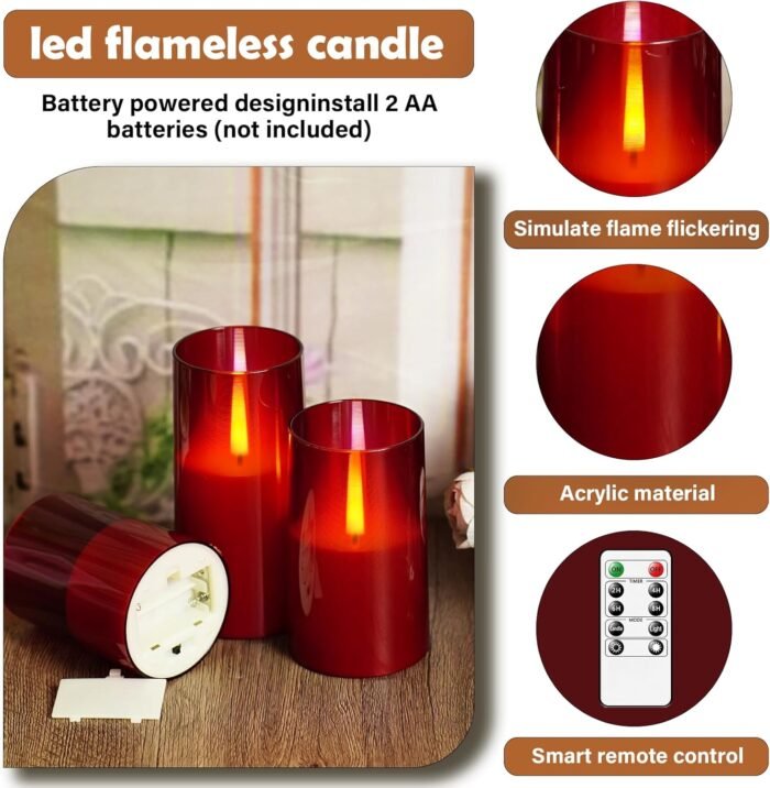 Flameless Candles Upgraded Realistic Flickering Flame,Battery Operated LED Candl... - Image 3