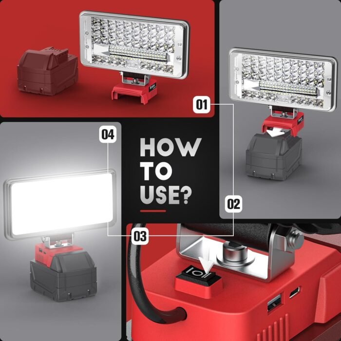 LED Work Light for Milwaukee 18v Battery, Ecarke 7'' 90W Cordless Work Lights 90... - Image 7