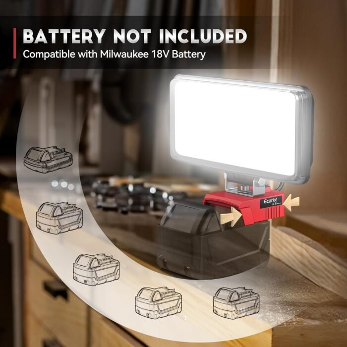 LED Work Light for Milwaukee 18v Battery, Ecarke 7'' 90W Cordless Work Lights 90... - Image 8