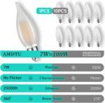 E12 7W Equivalent Frosted LED Candelabra Bulb, CA10 Candle, 4000K Bright White, ... - Image 3