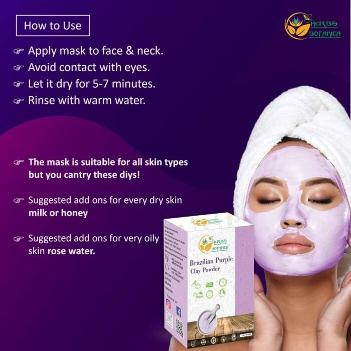 Brazilian Purple Clay Powder Detoxify Skin & Hair Natural Beauty & Skincare DIY ... - Image 3
