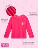 Real Love Girls Rash Guard Shirt - Quick Dry Crew Neck Long Sleeve Sun Protectio... - Image 3