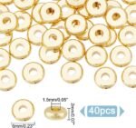 40Pcs 18K Gold Plated Beads 6mm Flat Round Loose Spacer Beads Metal Heishi Beads... - Image 3