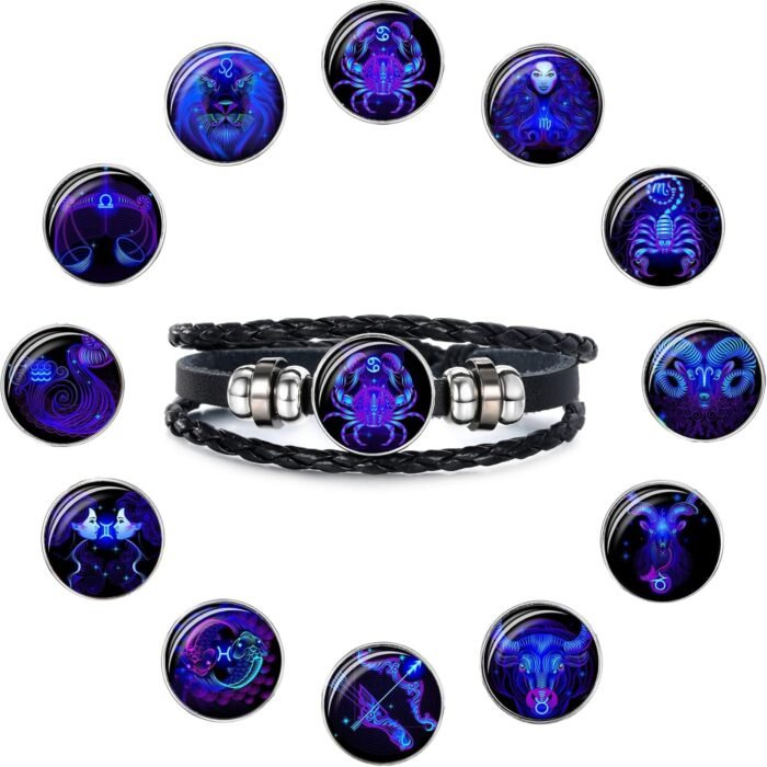 Zodiac Signs Spirit Bracelet For Women Men, 12 Constellation Leather Multilayer ... - Image 3
