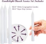 150 Church Candles with Drip Protectors for Devotional Candlelight Vigil Service... - Image 3