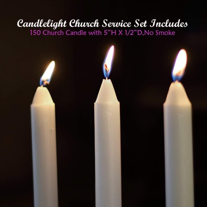 150 Church Candles with Drip Protectors for Devotional Candlelight Vigil Service... - Image 4