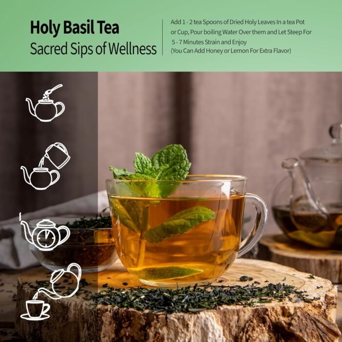 2.6oz Dried Holy Basil Leaves, Aromatic Tea, Crushed Tulsi Leaves | Relaxing and... - Image 3