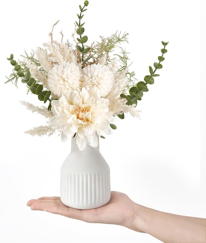 Mkono Small Artificial Flowers in Ceramic Vase 13.5" Centerpieces Coffee Table D... - Image 6