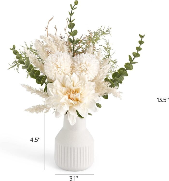 Mkono Small Artificial Flowers in Ceramic Vase 13.5" Centerpieces Coffee Table D... - Image 8