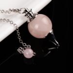 Rose Quartz Pendulum Ball Shape Natural Chakra Stone Pendulums Divination Tools ... - Image 3