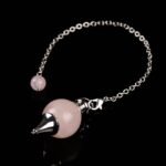 Rose Quartz Pendulum Ball Shape Natural Chakra Stone Pendulums Divination Tools ... - Image 4