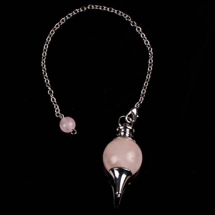 Rose Quartz Pendulum Ball Shape Natural Chakra Stone Pendulums Divination Tools ... - Image 5