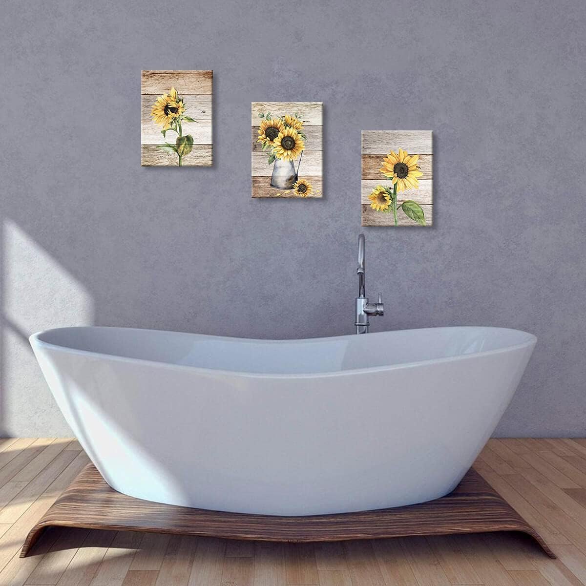 Sunflower Canvas Art Wall Decor - Watercolor Bathroom and Kitchen Artwork - Rust... - Image 3