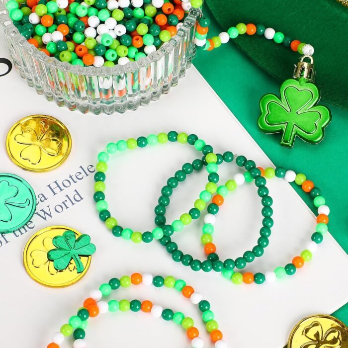 UPINS St. Patrick's Day Beads,1000 Pcs 6mm Green Spacer Beads Round Plastic Craf... - Image 4