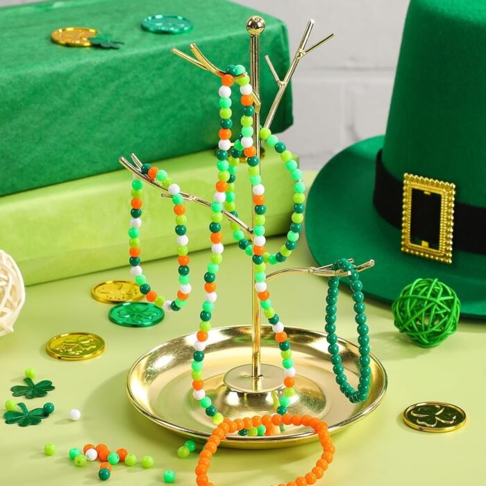UPINS St. Patrick's Day Beads,1000 Pcs 6mm Green Spacer Beads Round Plastic Craf... - Image 5