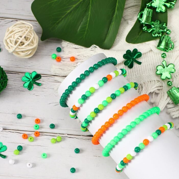 UPINS St. Patrick's Day Beads,1000 Pcs 6mm Green Spacer Beads Round Plastic Craf... - Image 6