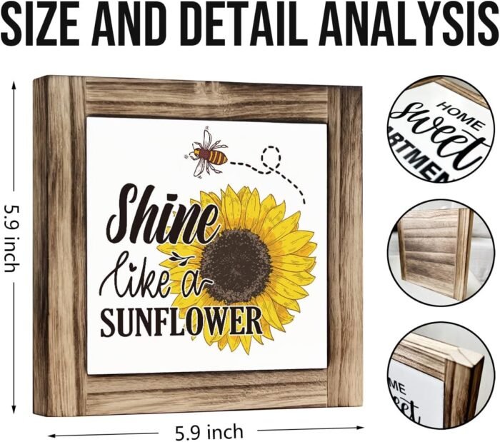 Shine Like A Sunflower Sign, Summer Decor Sign, Decorative Plaque Box Sign, Insp... - Image 3