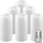 Stonebriar 6 Count White Real Wax 3x6 Flameless LED Pillar Candles with Remote a... - Image 3