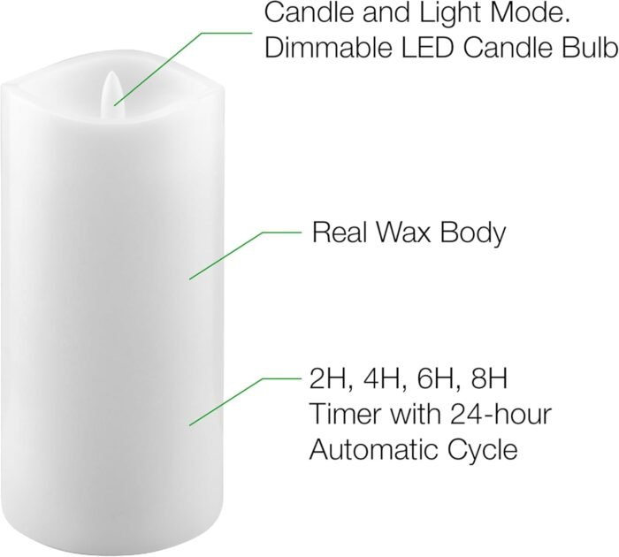 Stonebriar 6 Count White Real Wax 3x6 Flameless LED Pillar Candles with Remote a... - Image 5