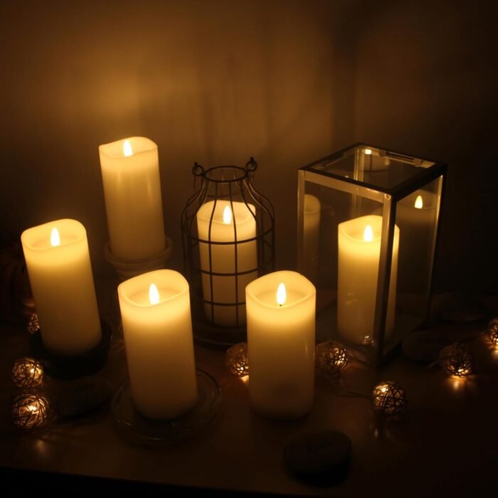 Stonebriar 6 Count White Real Wax 3x6 Flameless LED Pillar Candles with Remote a... - Image 7