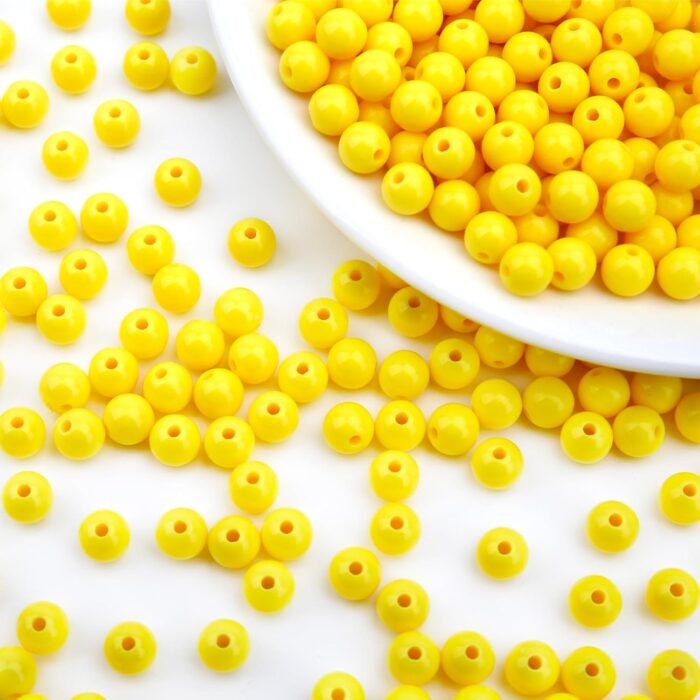 1000PCs 6MM Smooth Yellow Acrylic Round Beads, Round Acrylic Balls Gumball Beads... - Image 3