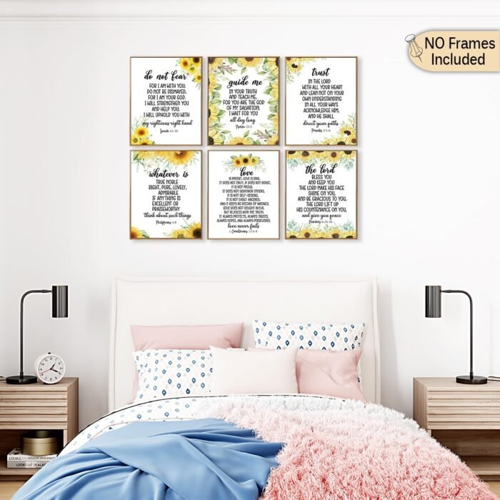 Sunflower Motivational Bible Verse Wall Art Christian Wall Decor Positive Quotes... - Image 5