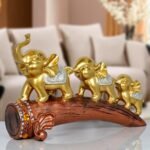 Resin Elephant Figurines Set of 3, Indoor Decorative Statue for Living Room, Man... - Image 4