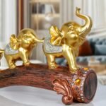 Resin Elephant Figurines Set of 3, Indoor Decorative Statue for Living Room, Man... - Image 5