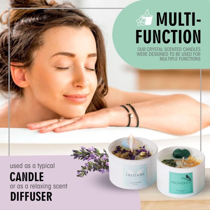 Pack of 3 Premium Scented Crystal Candles | Healing Aromatherapy Infused with La... - Image 5