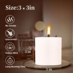 KONNI White Pillar Candles Set of 6, 3"x 3" Unscented Pillar Candles Bulk, 30 Ho... - Image 3