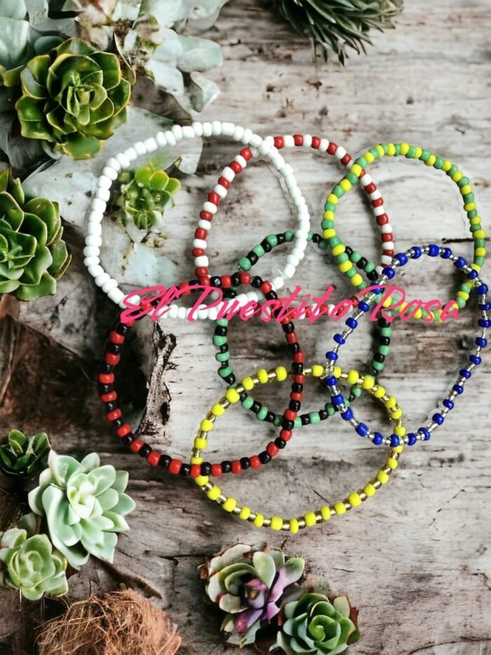 El Puestito Rosa 7 Pack Ilde 8' Santo Blessed Bracelet Santeria, Obattala, Orula... - Image 4