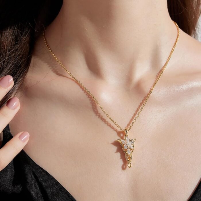 Arwen Evenstar Pendant Necklace with 5A+ Cubic Zirconia 18K White Gold Plated Ho... - Image 4