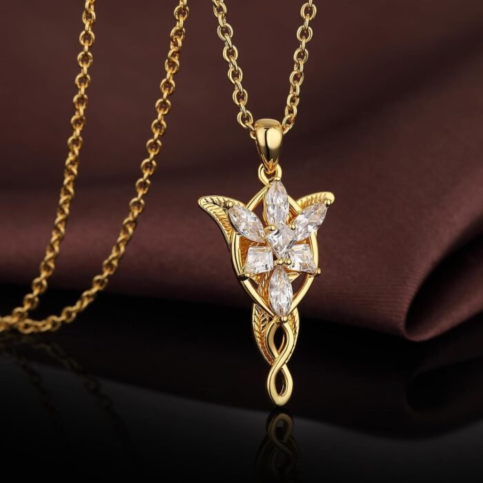 Arwen Evenstar Pendant Necklace with 5A+ Cubic Zirconia 18K White Gold Plated Ho... - Image 5
