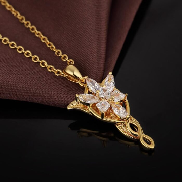 Arwen Evenstar Pendant Necklace with 5A+ Cubic Zirconia 18K White Gold Plated Ho... - Image 6