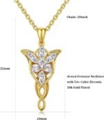 Arwen Evenstar Pendant Necklace with 5A+ Cubic Zirconia 18K White Gold Plated Ho... - Image 7