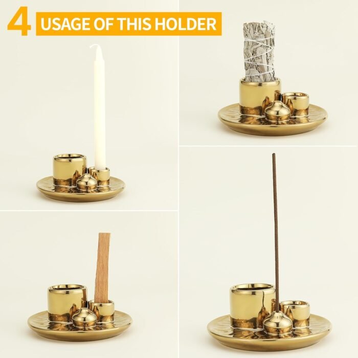 Handmade Ceramic Incense Burner for Palo Santo Incense Sticks, 4 in 1 Multi-Purp... - Image 3