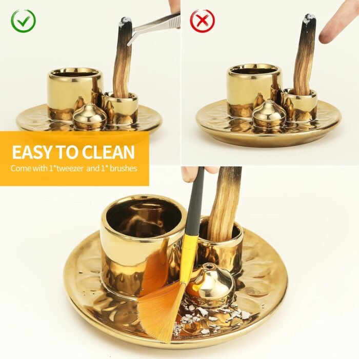 Handmade Ceramic Incense Burner for Palo Santo Incense Sticks, 4 in 1 Multi-Purp... - Image 4