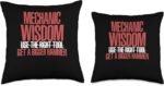 Funny Mechanic Wisdom Get A Bigger Hammer | Wrench Tool Throw Pillow - Image 4