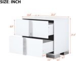 Henf Modern White Nightstand for Bedroom, Elegant 2 Drawer Nightstand with Silve... - Image 3