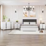 Henf Modern White Nightstand for Bedroom, Elegant 2 Drawer Nightstand with Silve... - Image 6