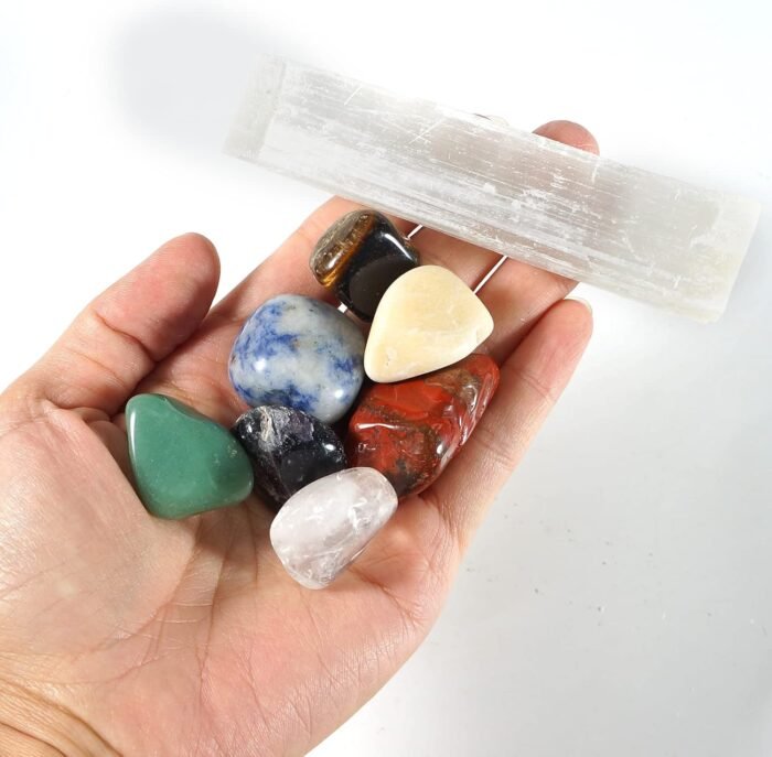 Natural Seven Chakra Crystal Tumbled Crystal Stones Gypsum Wood Moon Crystal She... - Image 8