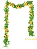 DearHouse 4 Pack Artificial Sunflower Garland Silk Sunflower Vine Artificial Flo... - Image 5