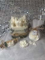 Vela para Obatala en cera de SOJA de 16 onz, decorada con Flores Blancas y Palom... - Image 4