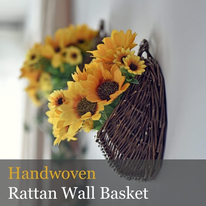 2-Pack Artificial Sunflower Wall Decor (Baskets Included) - Hanging Hand Woven B... - Image 5