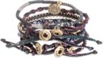 NOVICA Handmade Glass Beaded Macrame Bracelets in Black Set of 7 Wristband Guate... - Image 4