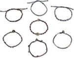 NOVICA Handmade Glass Beaded Macrame Bracelets in Black Set of 7 Wristband Guate... - Image 5